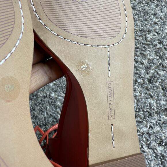 Vince Camuto Stassia Lace Up Wedge Sandals Heel 8 M Coral Orange Spring Summer - Picture 7 of 7